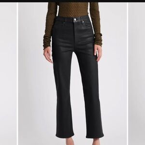 FRAME Le sleek straight High-Rise Black Faux Leather Flare Pants sz 28